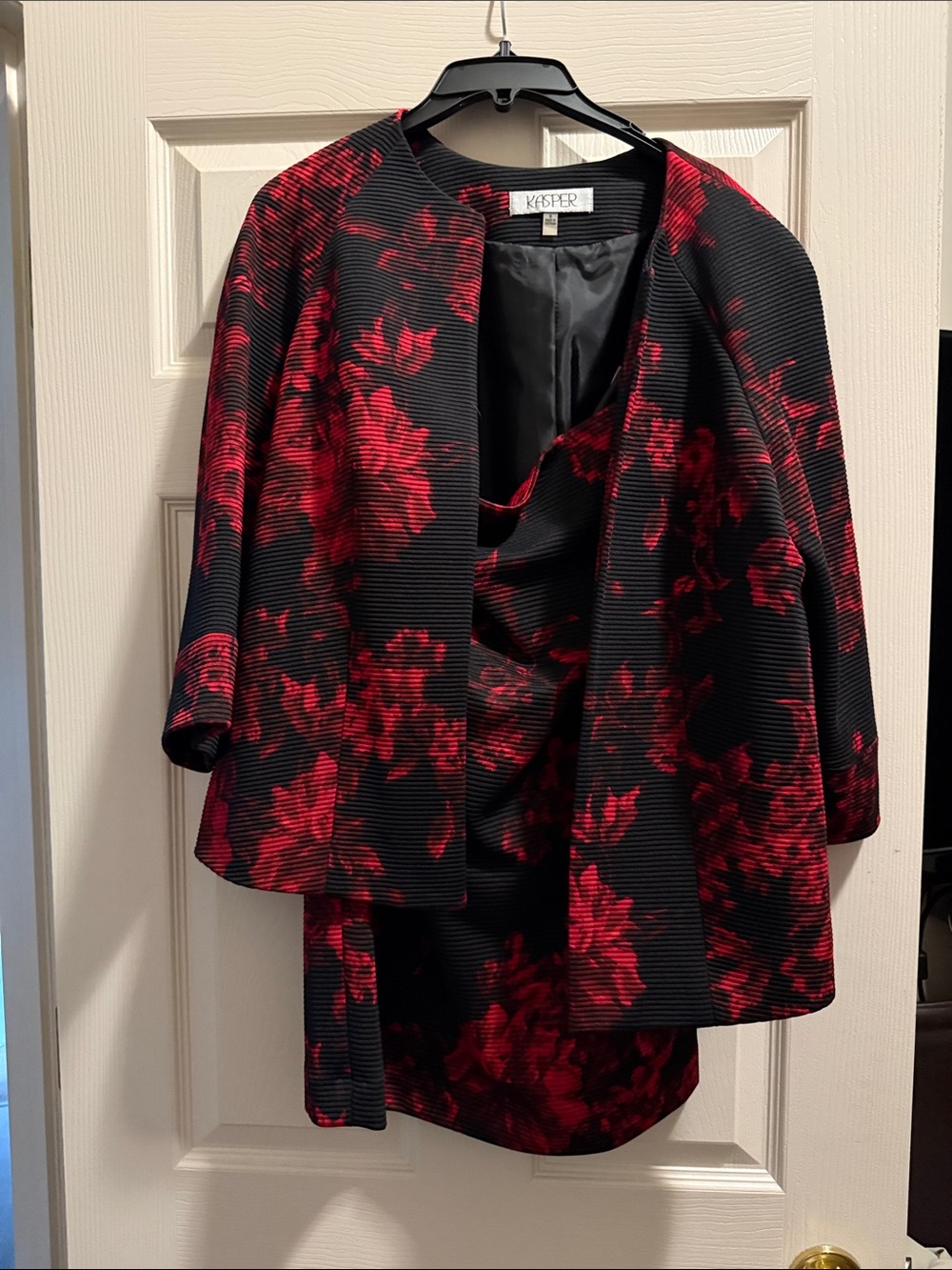 Kasper Women’s Black & Red Floral Jacket and Skirt set
